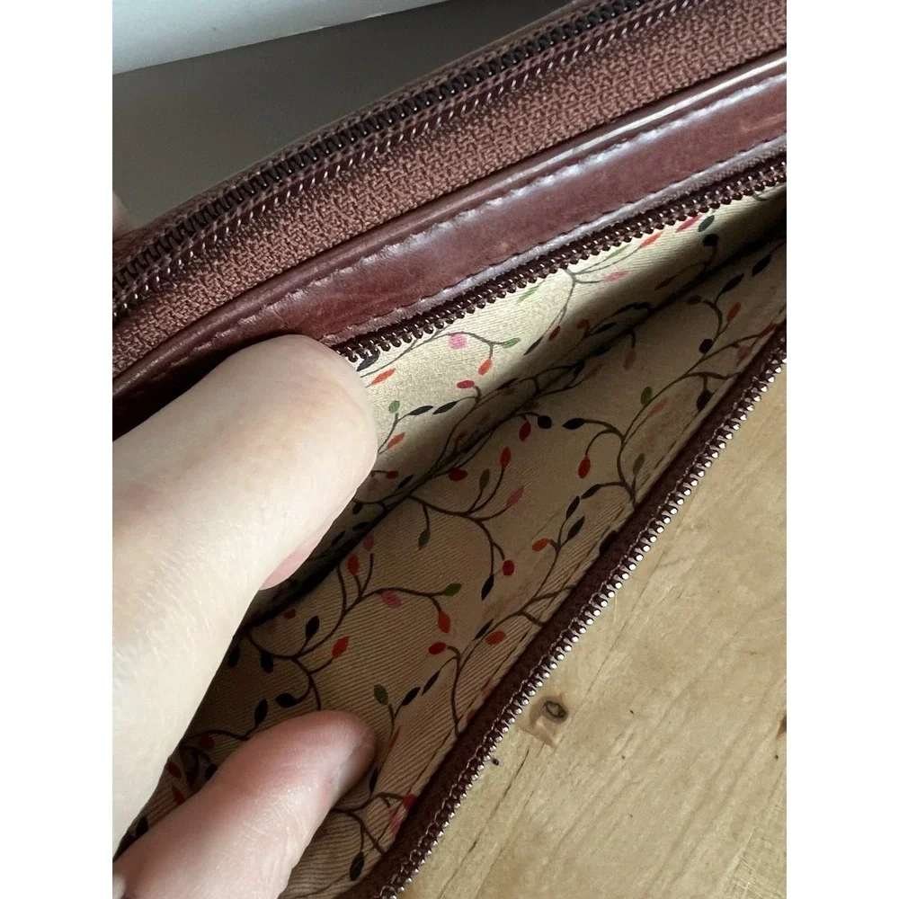 Mancini Women's Casablanca Collection Rfid‎ Secure Clutch Wallet Brown Nickel